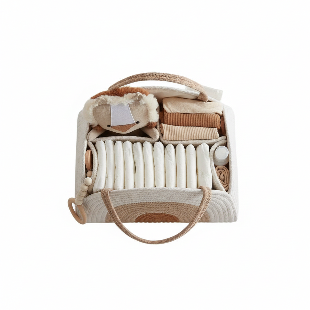 Mummy Bag Baby Storage Nursery Organizer Basket Infant Diaper Bag with Handle Caddy Changing Nappy Kids Storage Carrier