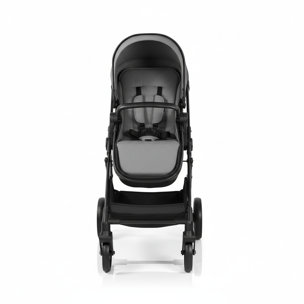 2 in 1 Baby Pushchair, Foldable Travel System Pram with Reversible Seat, Adjustable Canopy, Storage Basket for 0-36 Months