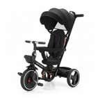 Foldable Children's Tricycle with Adjustable Parent Handle, Wheel Brakes & Removable Hood, Trike with Backrest & Seat