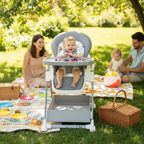 Baby Eating Chair with Wheels, Adjustable Reclining Foldable Highchair, Multifunctional Dining Chair for Toddlers with Easy-Clean Tray