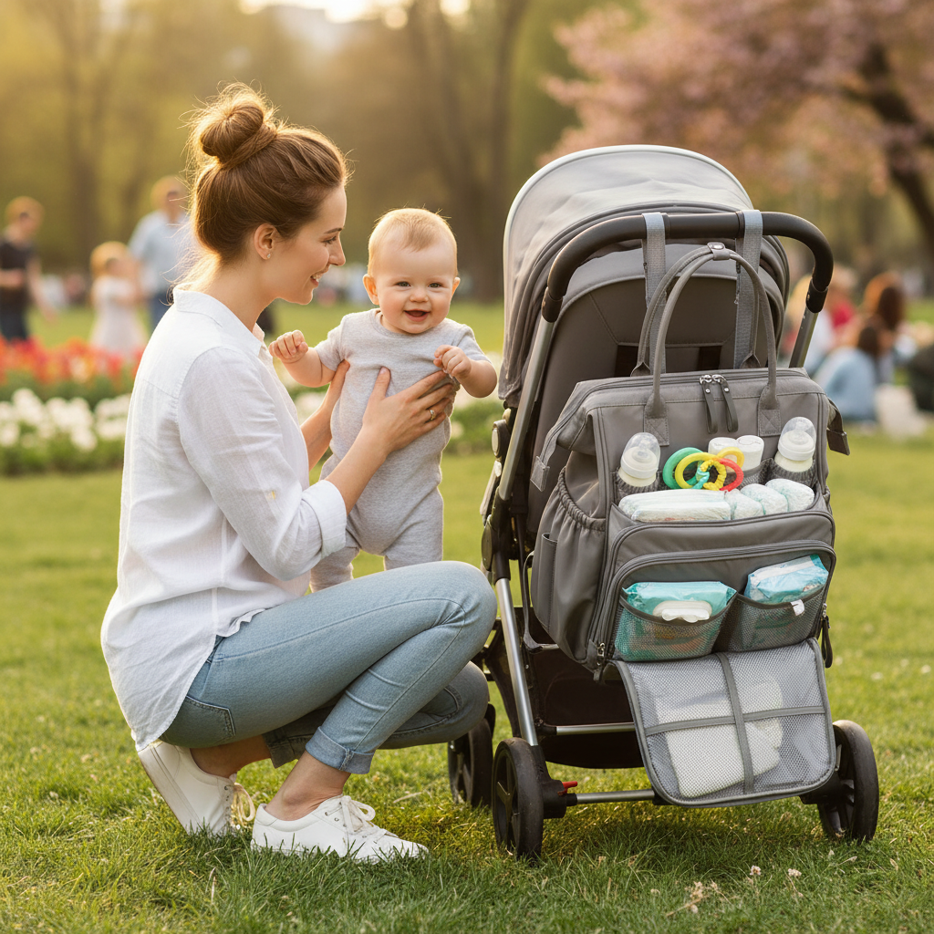 Mommy Diaper Bags Baby Stroller Hanging Bag Mother Large Capacity Nappy Backpacks with Changing Mat Convenient Baby Nursing Bags