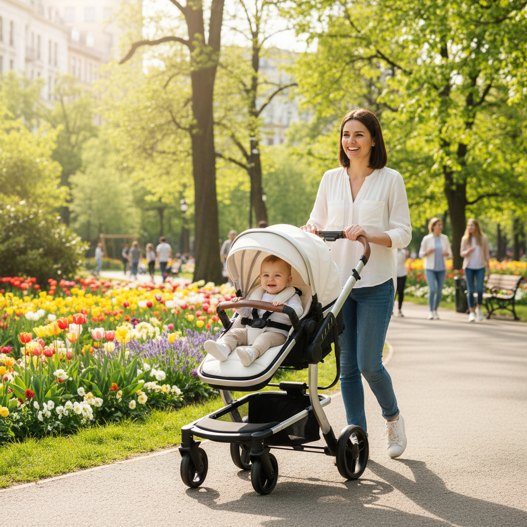 3-in-1 Baby Stroller & Car Seat Combo, High-Landscape Lightweight Pram, Easy Fold Compact Travel System for Newborn Infant and Toddler