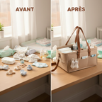 Baby Felt Storage Nursery Organizer Basket Infant Diaper Bag with Handle Caddy Changing Nappy Kids Storage Carrier Large Pocket