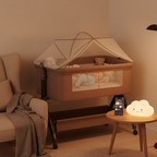 Electric Baby Rocking Bed with Bluetooth Music & Timer, Portable Foldable Bassinet Bedside Sleeper with Mosquito Net, Multi-Gear Swing