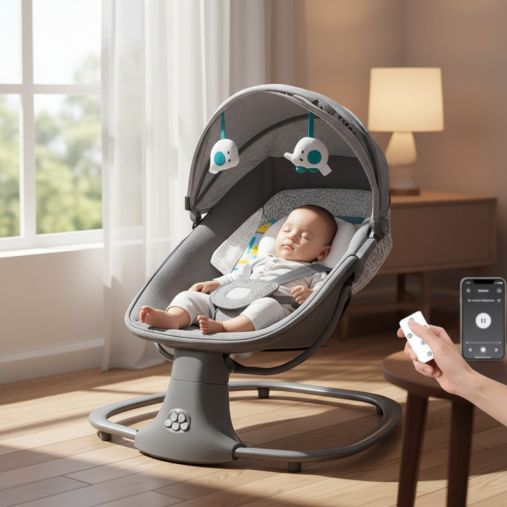 Berceau électrique pour bébé, moustiquaire, musique Bluetooth, chaise à bascule, télécommande multifonctionnelle, articles pour nouveau-nés