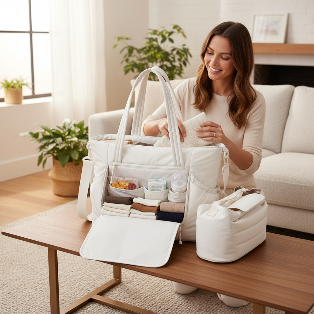 Diaper Bag Tote Baby Diaper Bag with Change Pad Large Travel Diaper Tote Caddy for Mom and Dad Multifunction Large Baby Bag