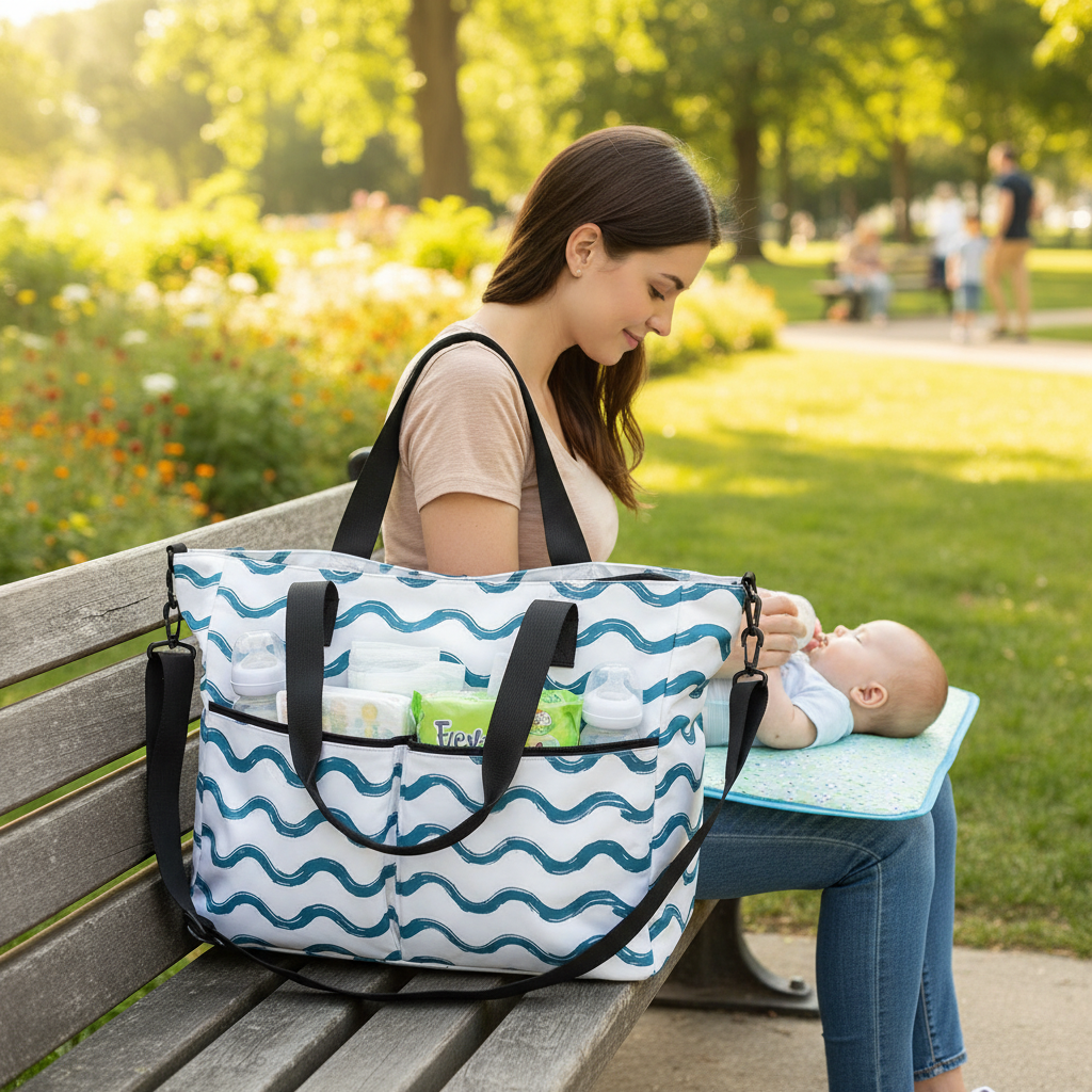 Large Capacity Mommy Bag for Women Totes Baby Diaper Nappy Bags Shoulder Cotton Ladies Maternity Shopping Bags