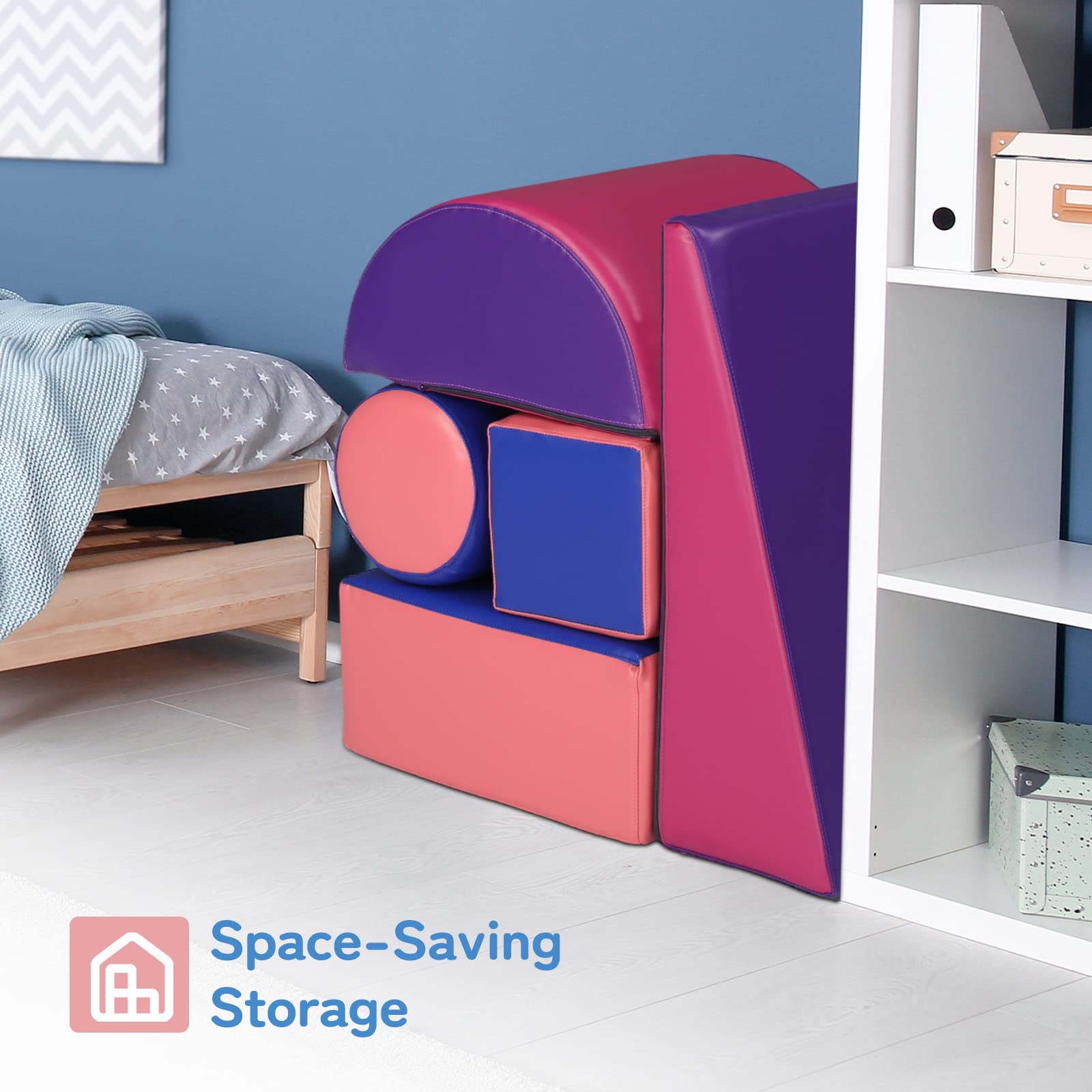 JOYMOR 5-Piece Soft Foam Climbing Blocks and Crawl Activity Playset