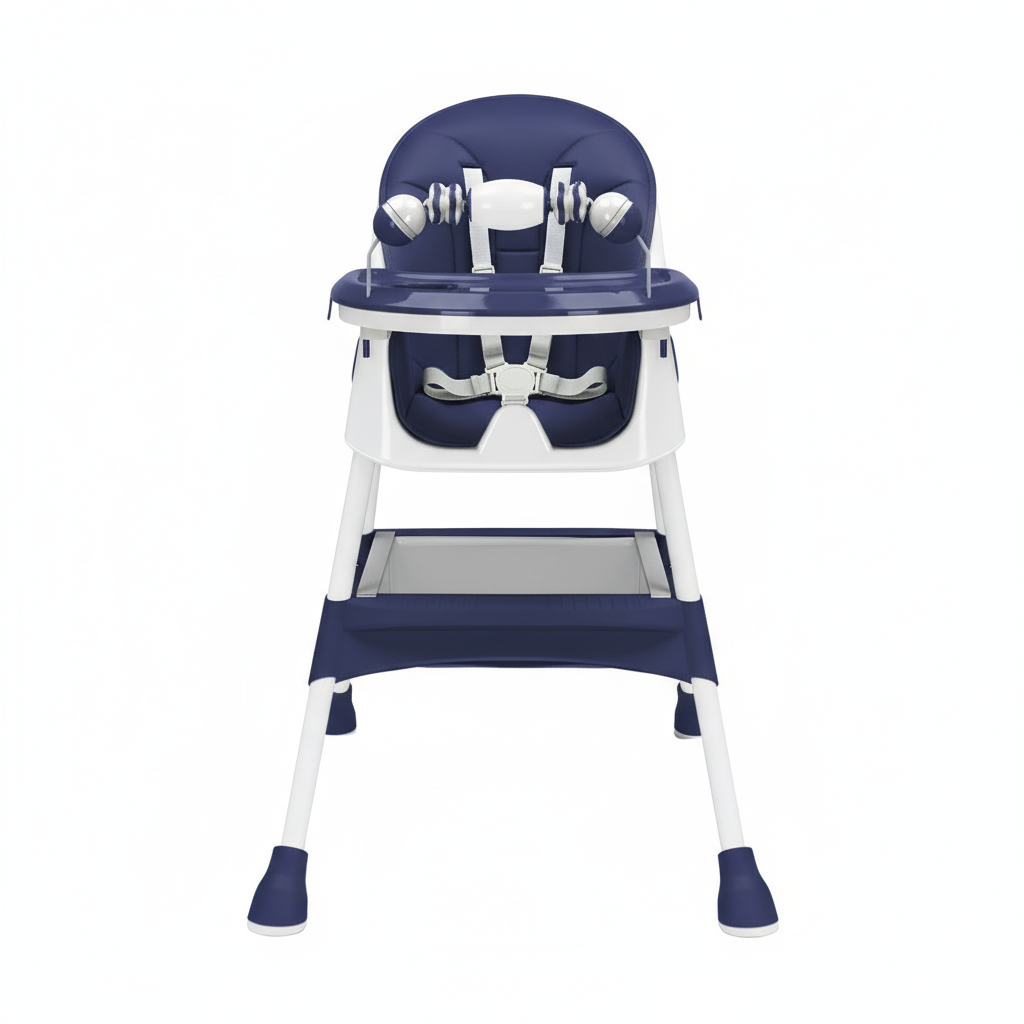 Foldable Baby High Chair (6+ Months): Large Anti-Slip Pad, Toy Rack & Easy-to-Clean Feeding Design – Model E500