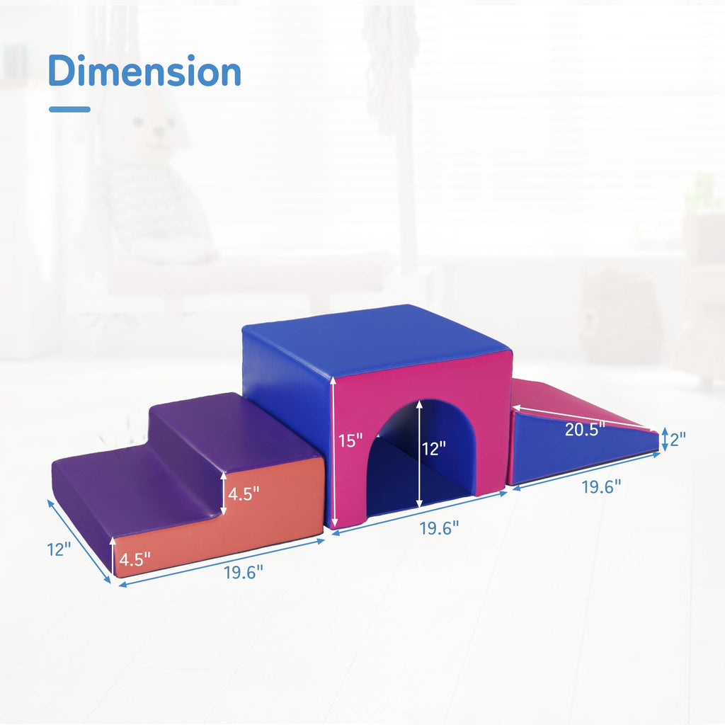 JOYMOR 3-Piece Foam Climbing Blocks Activity Playset