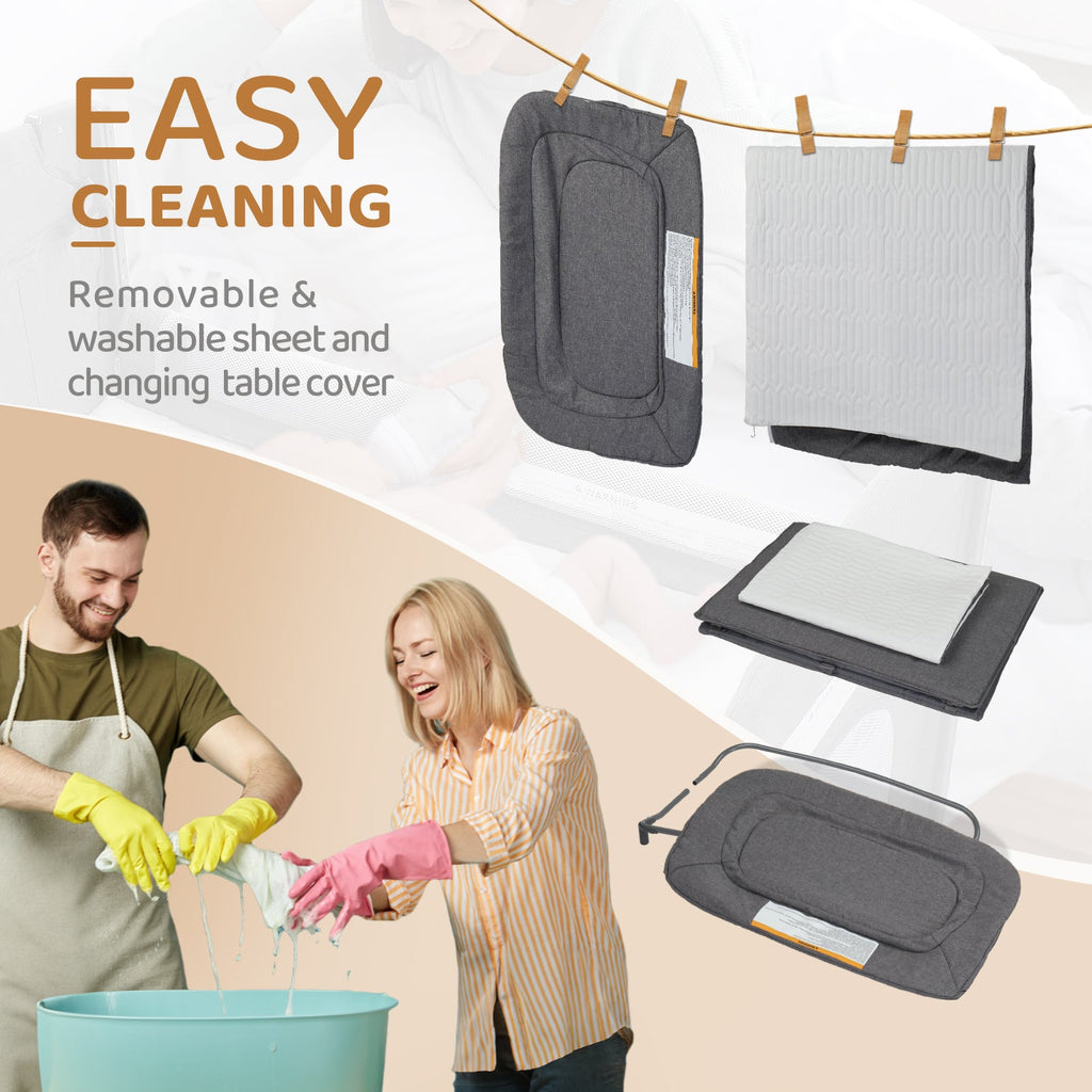 JOYMOR 3 in 1 Baby Bassinets Crib Bedside Sleeper with Mattress and Sheet