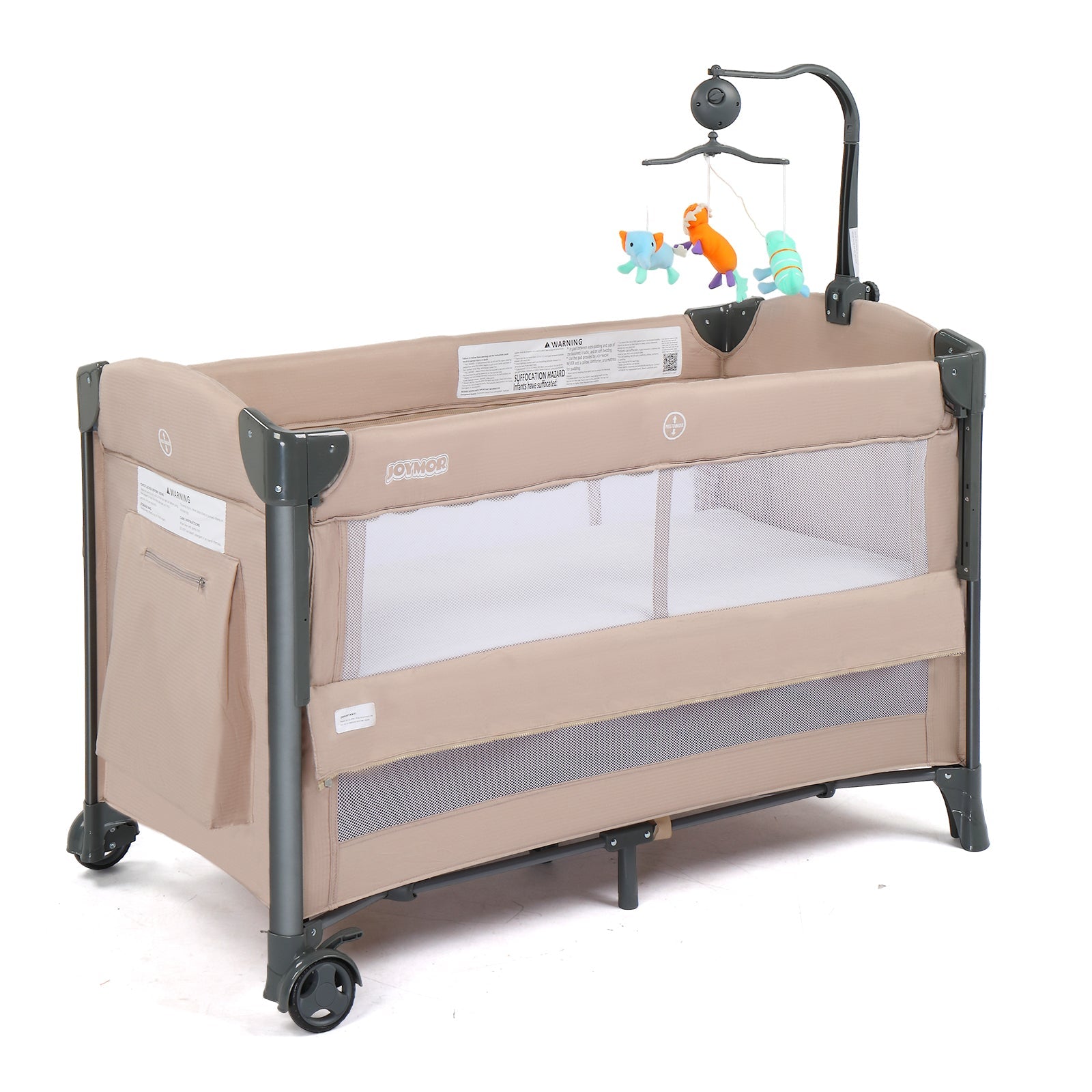 JOYMOR 3 in 1 Baby Bassinets Crib Bedside Sleeper with Mattress and Sheet