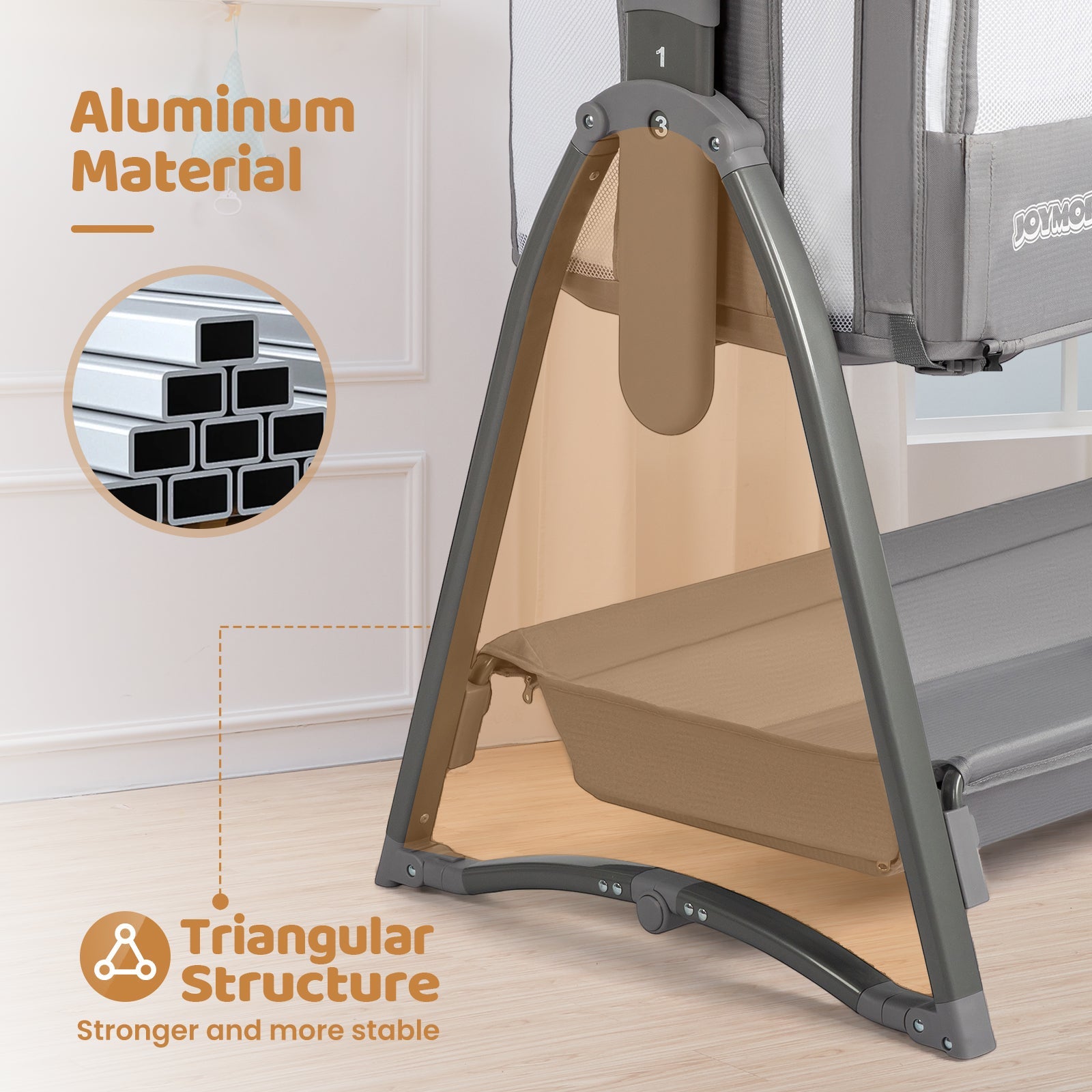 JOYMOR 5 in 1 Crib Bassinet Bedside Sleeper with Changing Table