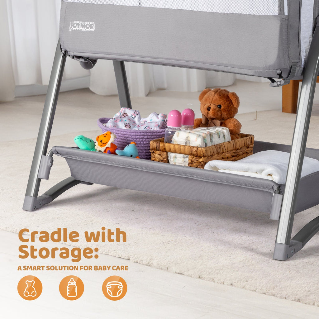 JOYMOR 5 in 1 Crib Bassinet Bedside Sleeper with Changing Table