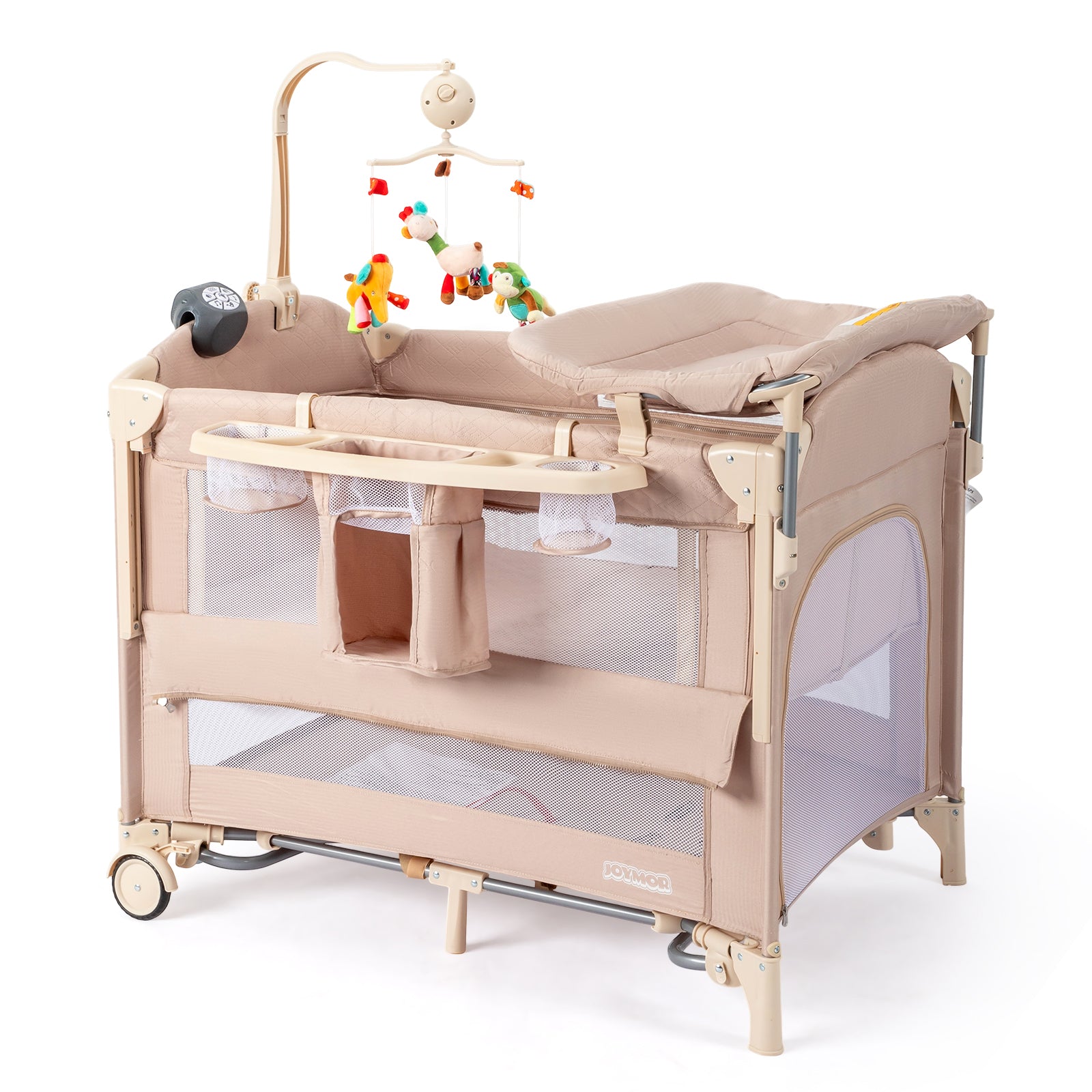JOYMOR 9 in 1 Bedside Bassinet Baby Crib with Changing Table