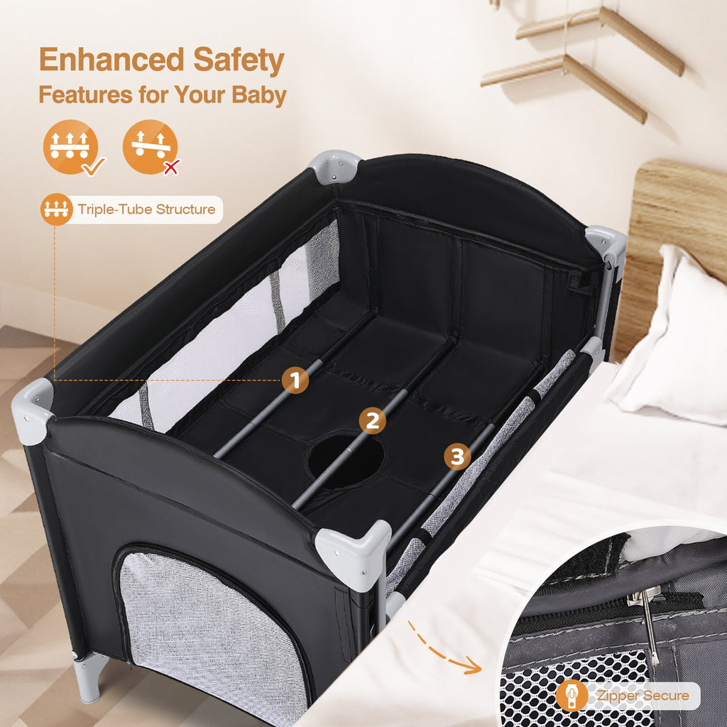 JOYMOR 4 in 1 Baby Bassinet Bedside Crib Sleeper with Soft Toys