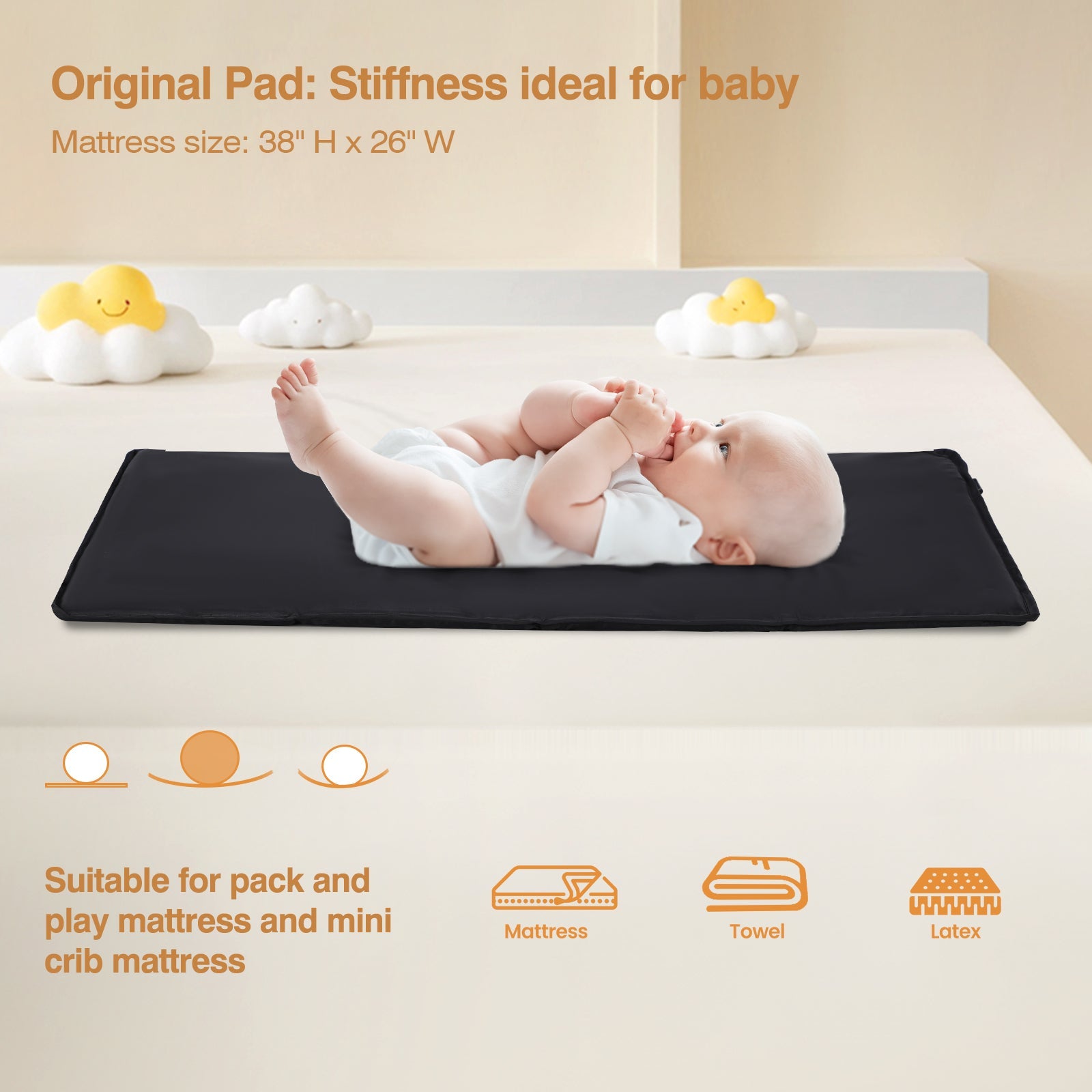 JOYMOR 4 in 1 Baby Bassinet Bedside Crib Sleeper with Soft Toys