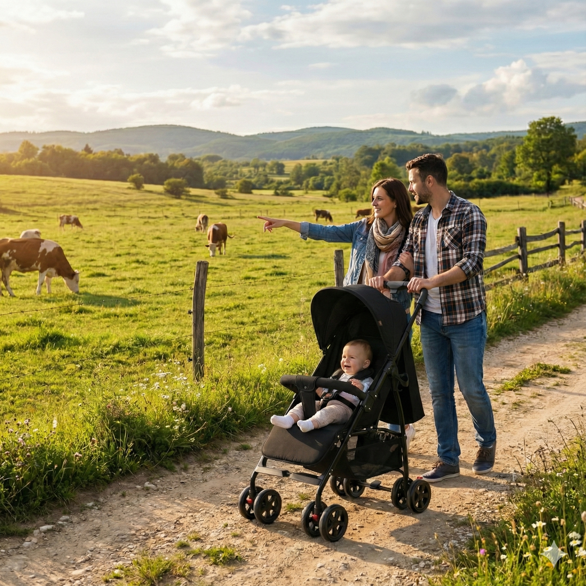 Poussette bébé légère & compacte - Dossier inclinable