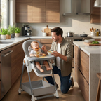 Chaise haute bébé - évolutive et pliable avec roulettes