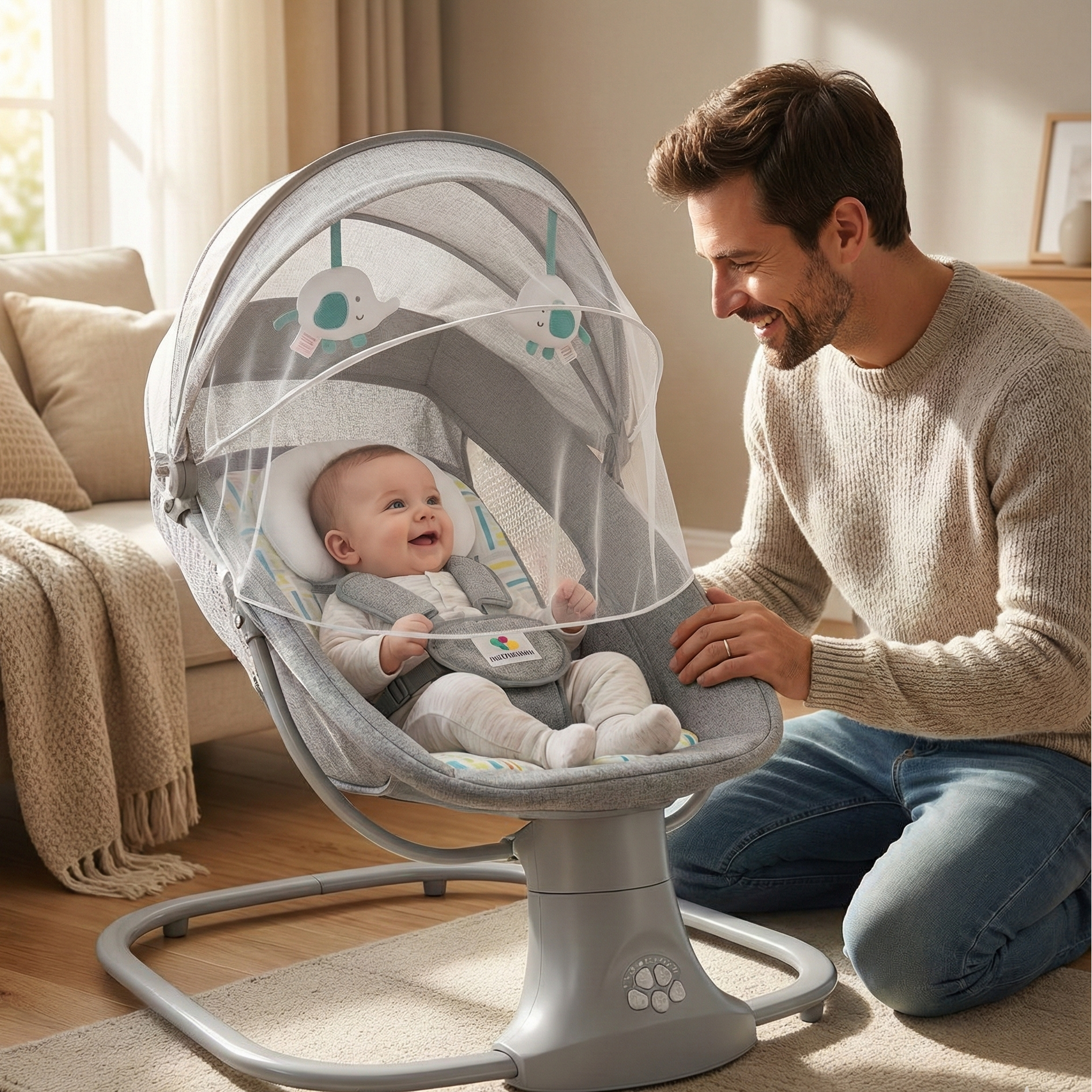 Balancelle Électrique bébé - Moustiquaire intégrée