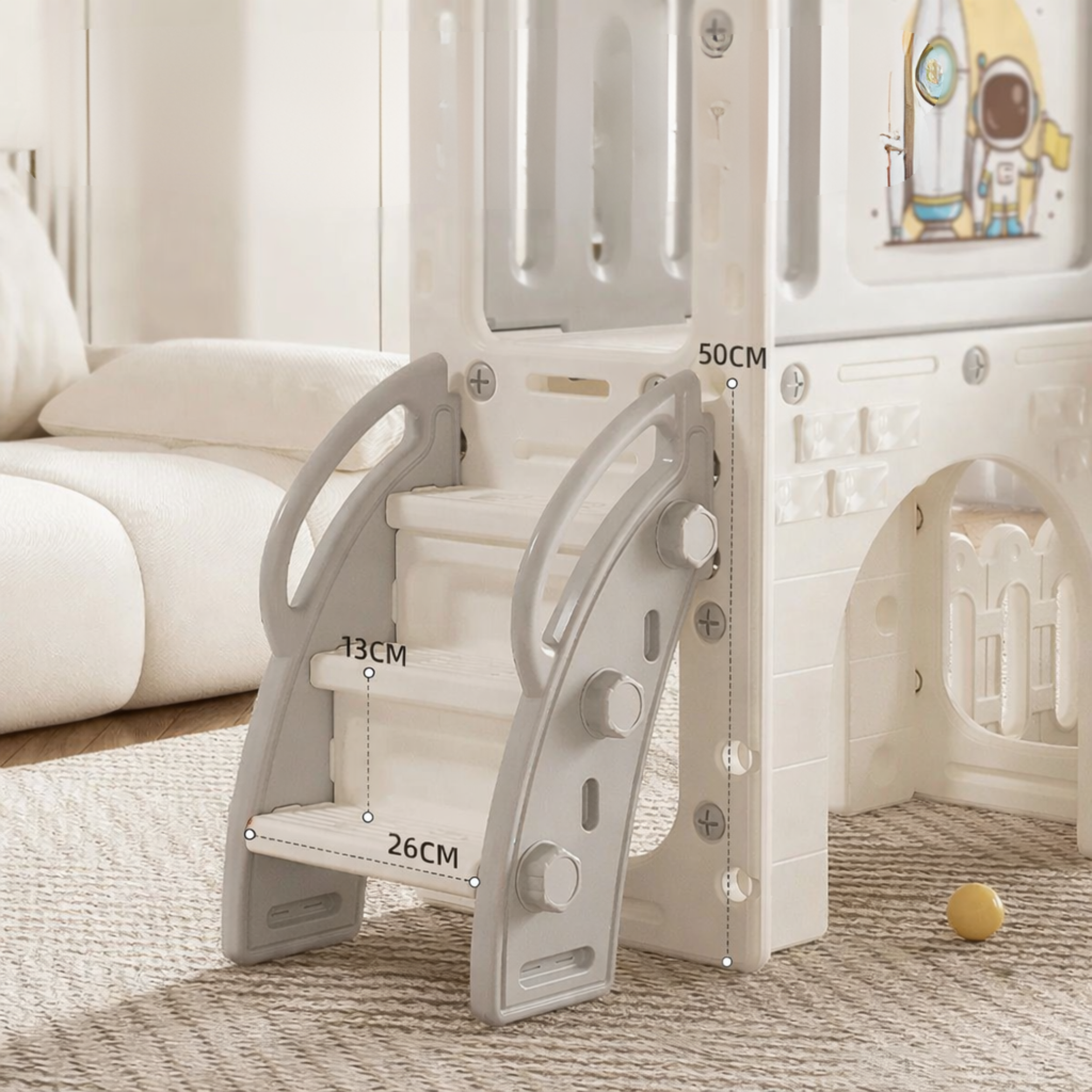 Aire de jeux bébé-enfant avec toboggan & activités