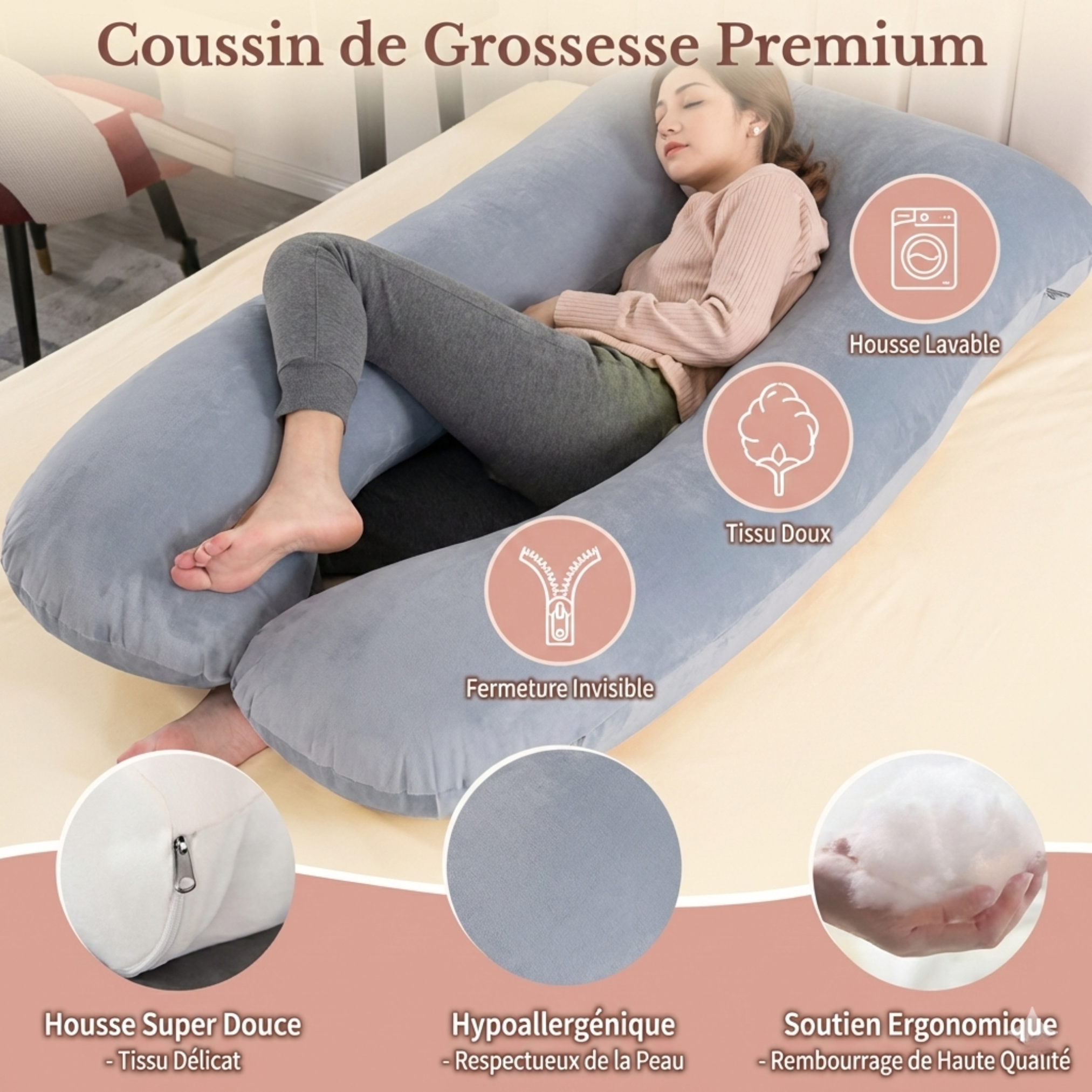Coussin de maternité XXL en forme de U