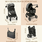 Poussette 2-en-1 Réversible – de la naissance à 3 ans