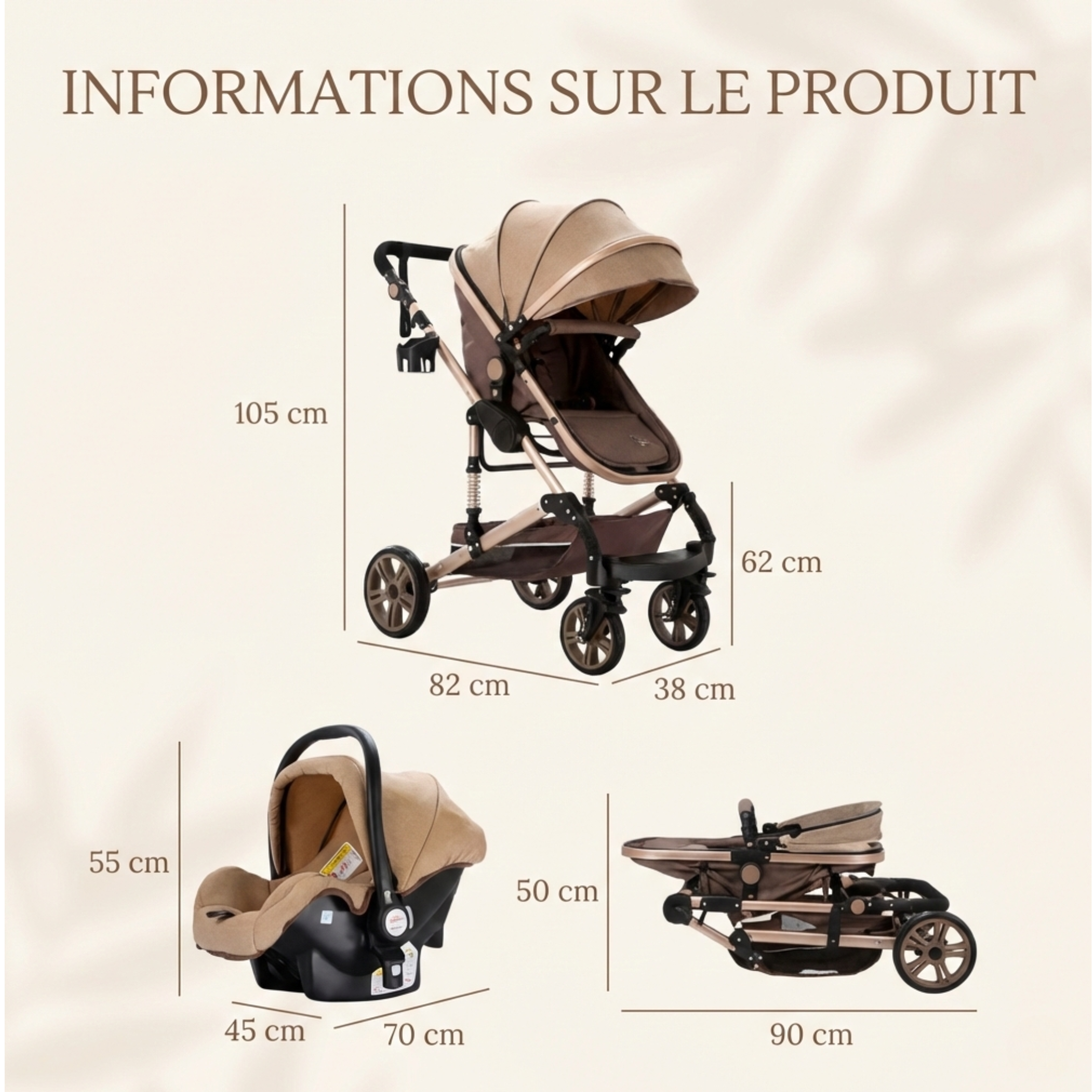 Ensemble Poussette 3-en-1 (Poussette + Nacelle + Cosy)