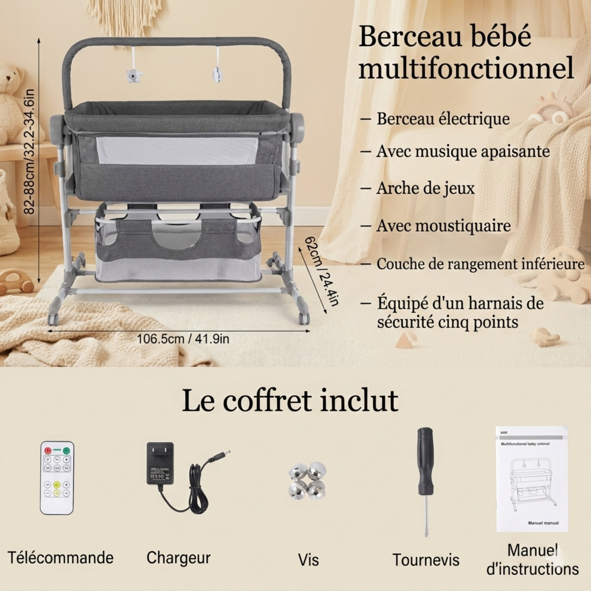 Lit Cododo Électrique – Berceau multifonctions
