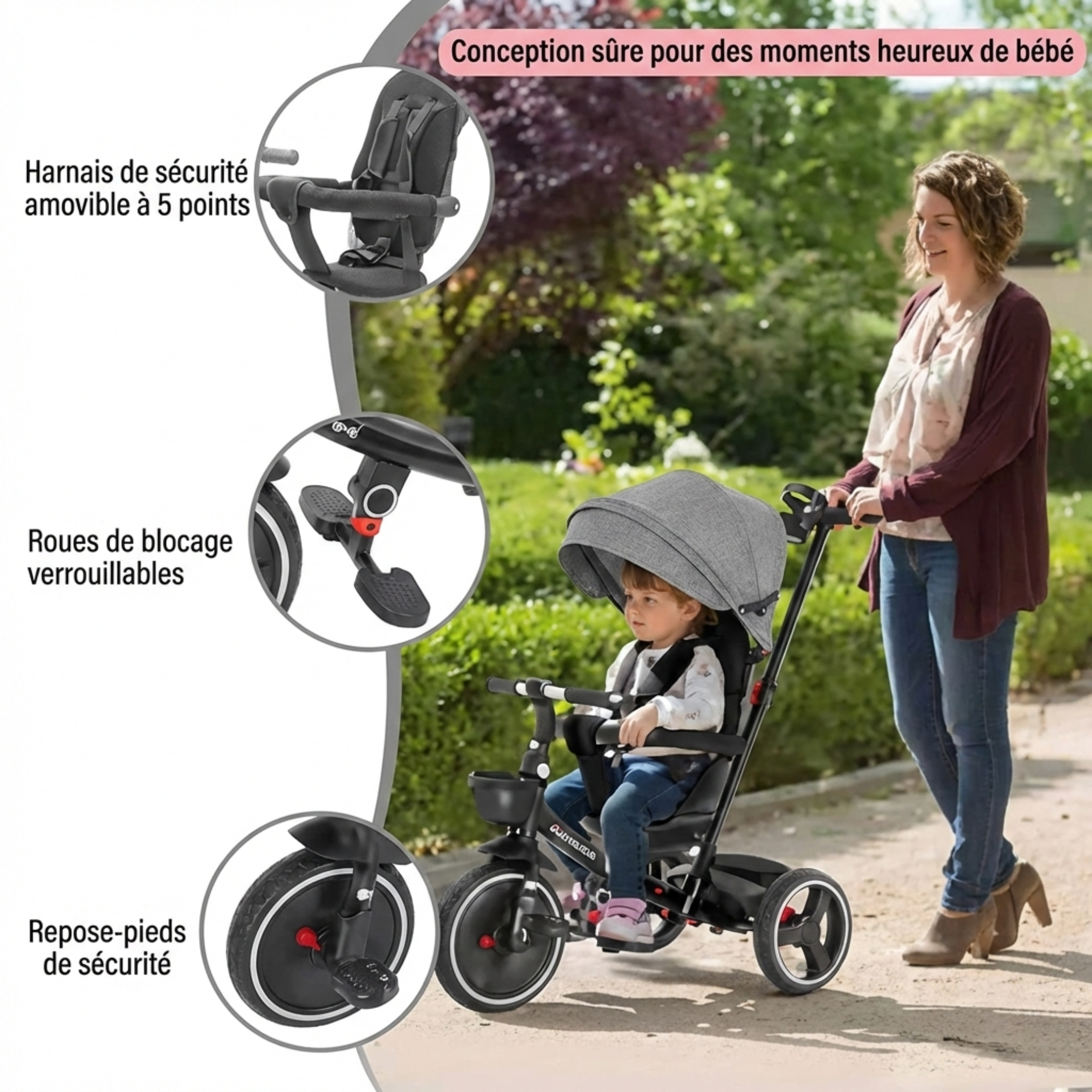 Tricycle évolutif enfant 5-en-1 (1 à 6 ans)