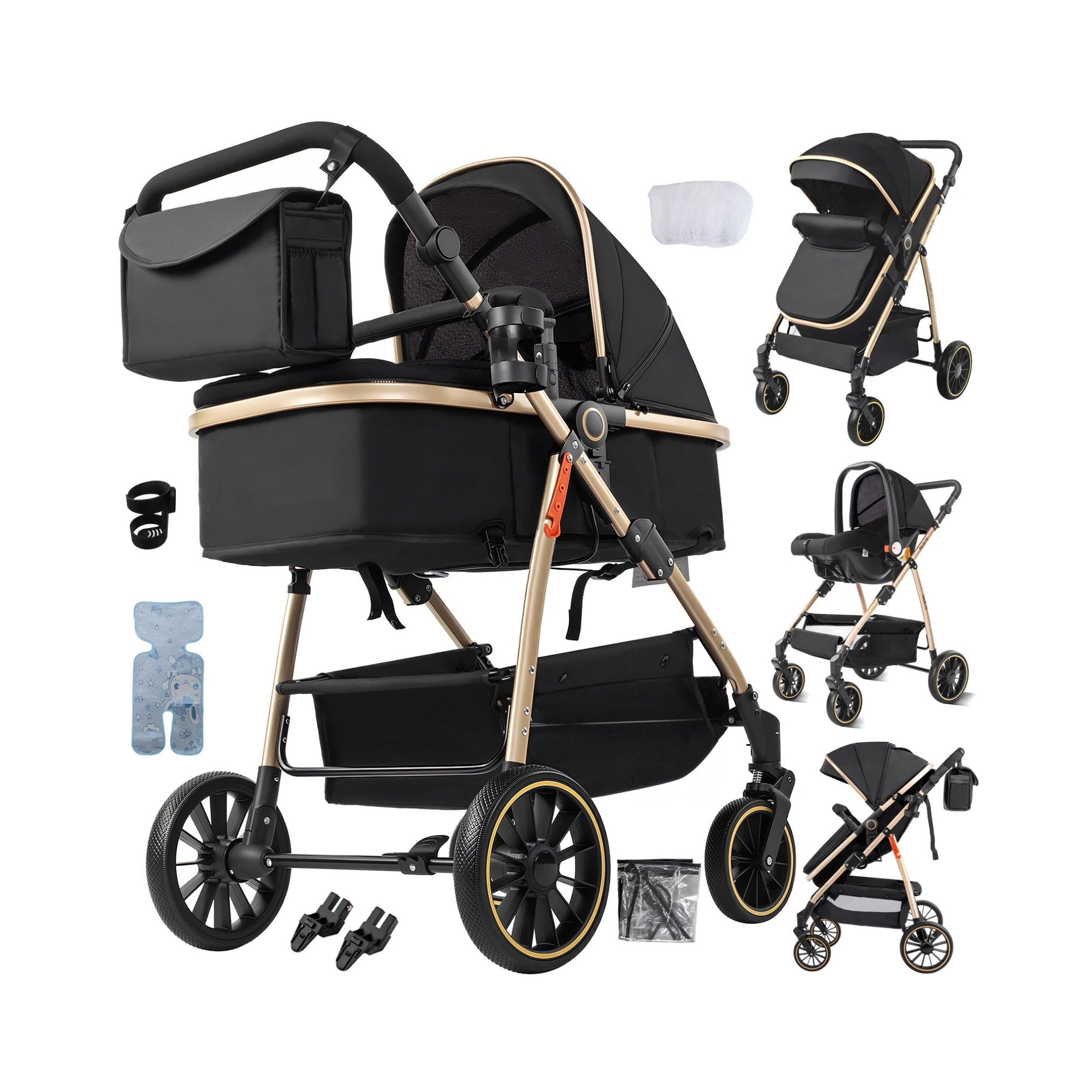 Ensemble Poussette 3-en-1 Bébé - Poussette / Nacelle / Landau