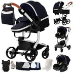3-in-1 Baby Stroller & Car Seat Combo, High-Landscape Lightweight Pram, Easy Fold Compact Travel System for Newborn Infant and Toddler