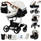 3-in-1 Baby Stroller & Car Seat Combo, High-Landscape Lightweight Pram, Easy Fold Compact Travel System for Newborn Infant and Toddler