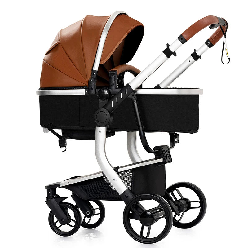 3-in-1 Baby Stroller & Car Seat Combo, High-Landscape Lightweight Pram, Easy Fold Compact Travel System for Newborn Infant and Toddler