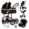 Luxury 3-in-1 Baby Pram Travel System, High-Landscape Lightweight Stroller, Easy Folding Aluminum Frame, Compact Pushchair for Newborn & Toddler