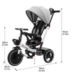 Baby Tricycle,6-in-1 Baby Push Bike Steer Stroller,Learning Toddler Bike/Detachable Guardrail,Adjustable Canopy