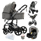 Luxury 3-in-1 Baby Pram Travel System, High-Landscape Lightweight Stroller, Easy Folding Aluminum Frame, Compact Pushchair for Newborn & Toddler