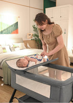 Electric Baby Rocking Bed with Bluetooth Music & Timer, Portable Foldable Bassinet Bedside Sleeper with Mosquito Net, Multi-Gear Swing
