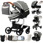 3-in-1 Baby Stroller & Car Seat Combo, High-Landscape Lightweight Pram, Easy Fold Compact Travel System for Newborn Infant and Toddler
