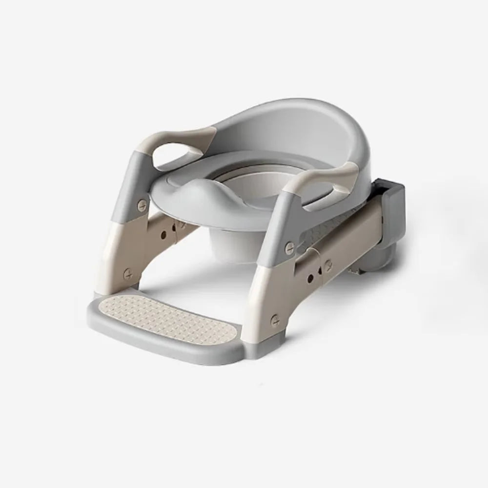 2 in 1 Toddler Toilet Ladder Seat, Potty Training Seat with Steps, for Boys Girls, Children Toilet Training in Bathroom(Grey)