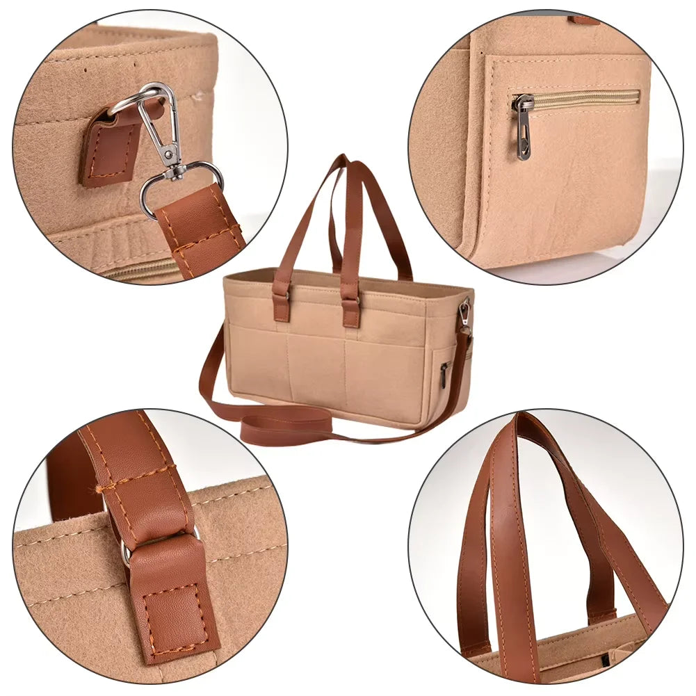Baby Felt Storage Nursery Organizer Basket Infant Diaper Bag with Handle Caddy Changing Nappy Kids Storage Carrier Large Pocket