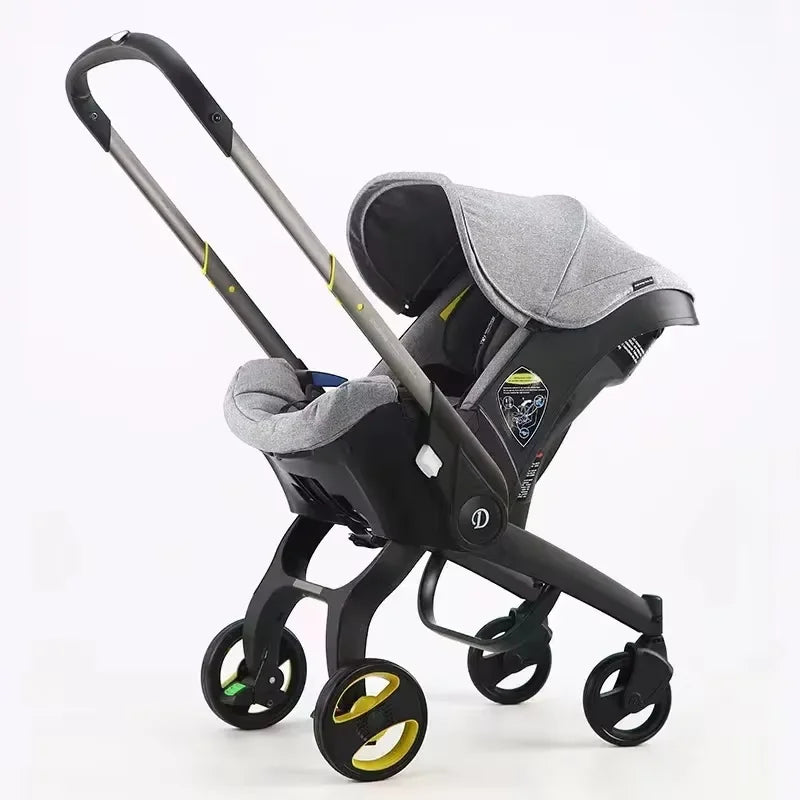 4-in-1 Convertible Baby Stroller Travel System, Lightweight Foldable Pram with Car Seat & Bassinet, High-Landscape Doona-Inspired Design for Newborn to Toddler