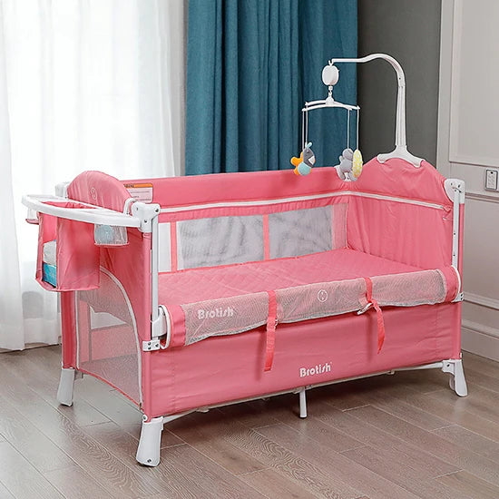 IMBABY Baby Cribs Portable Cribs for Baby with Diaper Table Baby Bed Multifunctional Cradle for Baby 0-6 Children's Cots