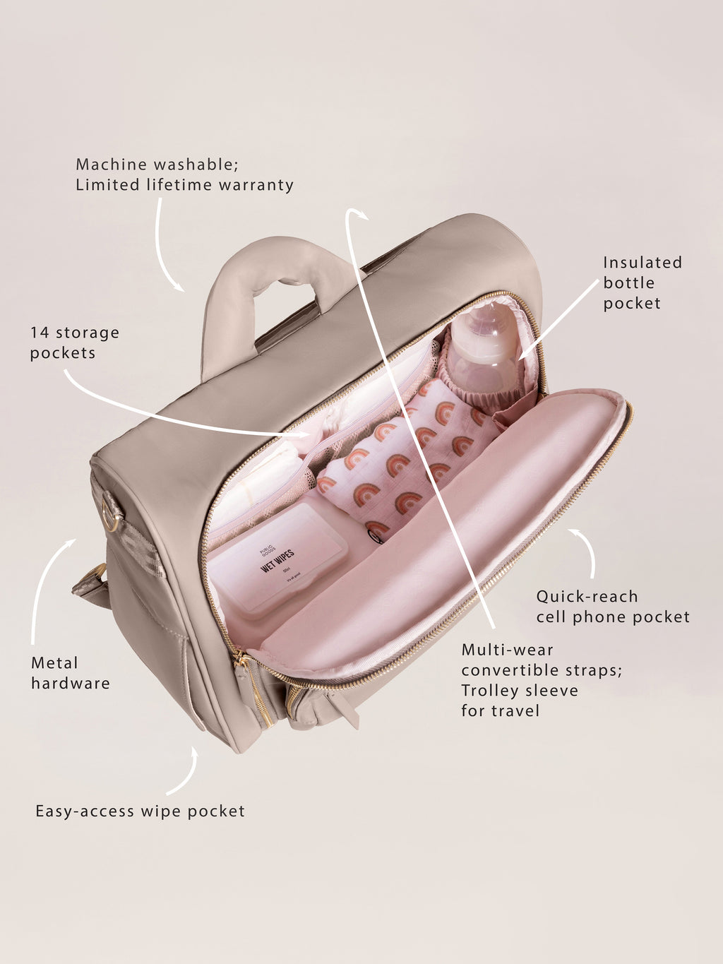 JuJuBe Satchel Diaper Bag - Taupe