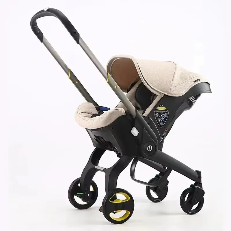 4-in-1 Convertible Baby Stroller Travel System, Lightweight Foldable Pram with Car Seat & Bassinet, High-Landscape Doona-Inspired Design for Newborn to Toddler
