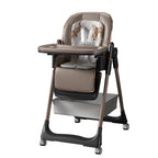 2-in-1 Multifunction Baby High Chair, Foldable Reclining Feeding Chair with Smooth Wheels, Adjustable for Newborn to 6 Years Old, EU Stock