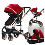 Lightweight Foldable Baby Stroller with 3D Shock Absorber, Large 38cm Wide Bassinet, Reversible Seat, Adjustable Sun Canopy, 4 Layer Protection, Easy One Second Fold & Carry,