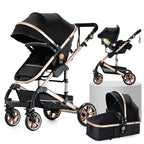 Lightweight Foldable Baby Stroller with 3D Shock Absorber, Large 38cm Wide Bassinet, Reversible Seat, Adjustable Sun Canopy, 4 Layer Protection, Easy One Second Fold & Carry,