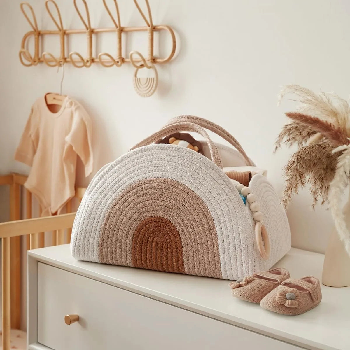 Mummy Bag Baby Storage Nursery Organizer Basket Infant Diaper Bag with Handle Caddy Changing Nappy Kids Storage Carrier