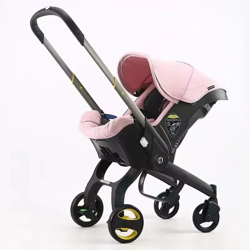 4-in-1 Convertible Baby Stroller Travel System, Lightweight Foldable Pram with Car Seat & Bassinet, High-Landscape Doona-Inspired Design for Newborn to Toddler